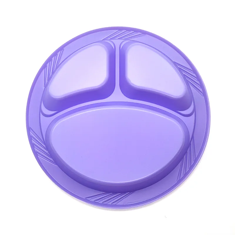 لوحة بلاستيكية مستديرة يمكن التخلص منها مقاس 10 بوصة مكونة من 3 أقسام