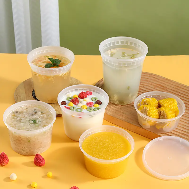 حاوية طعام بلاستيكية مستديرة شفافة سعة 12 أونصة